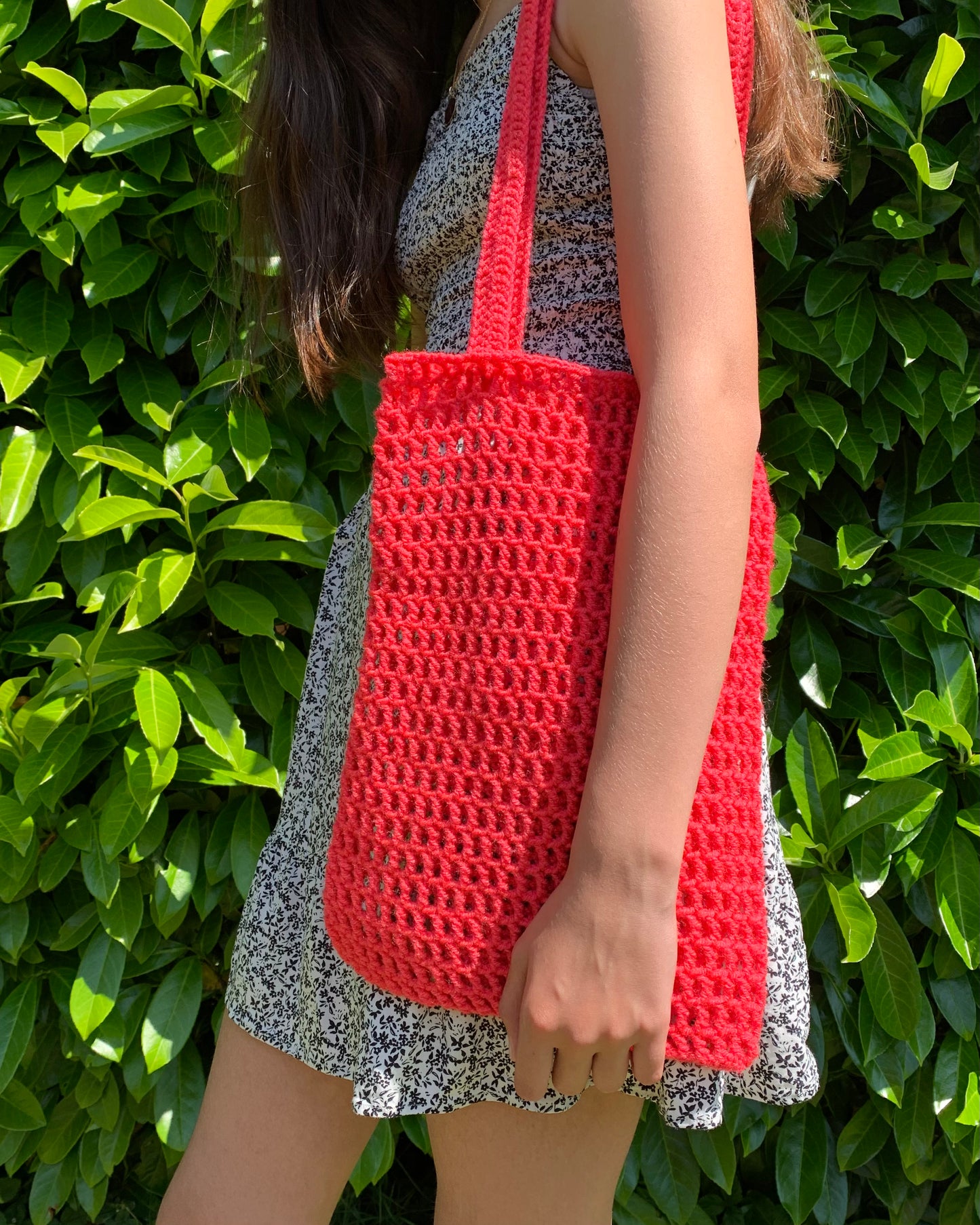sac tote bag en crochet en mailles ajourées