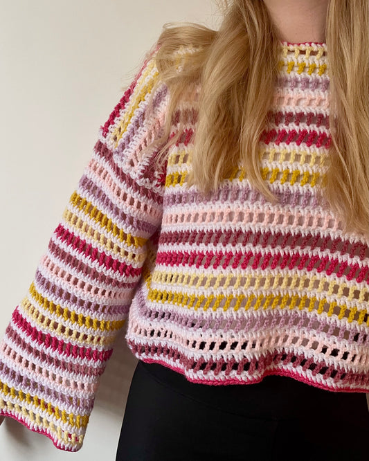 pull rayé en crochet